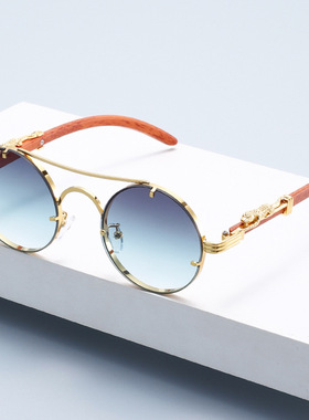 Men Sunglasses Fashion个性圆形金属太阳镜 度假出行休闲太阳镜