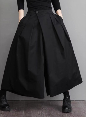Women Wide Leg Pants High Waist Black高腰宽松长裤黑色休闲裤