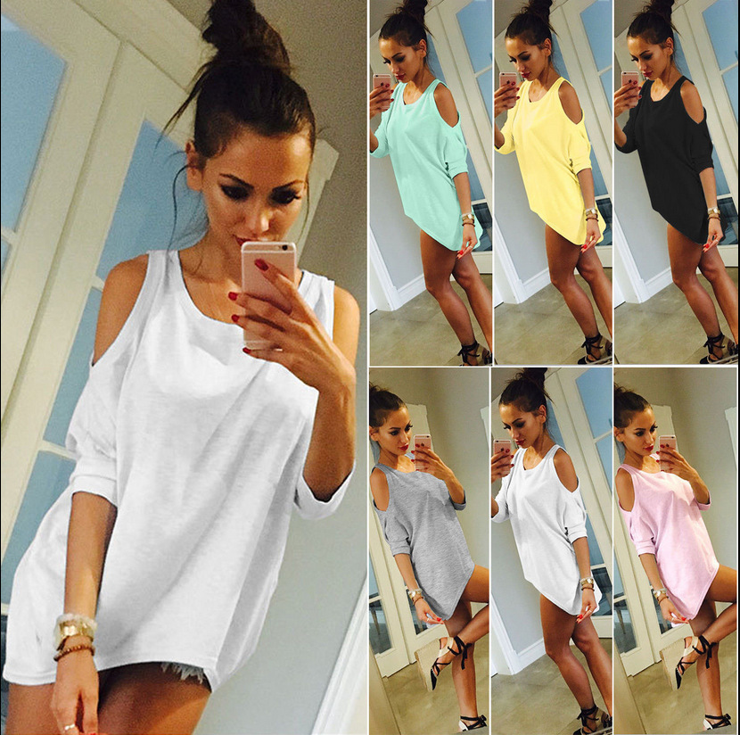 tÐôÅ®Female Off Shoulder T Shirt Tops Loose Women Tees Shirt