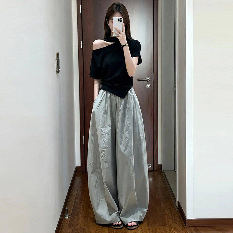 夏装女2026搭配一整套高级感独特漂亮巨好看的炸街上衣阔腿裤套装