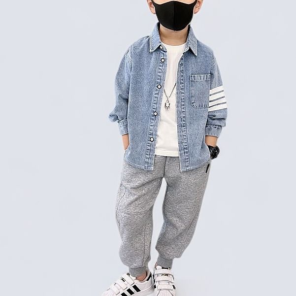 男童牛仔衬衫春秋2025新款儿童韩版帅气休闲男孩洋气外套潮童