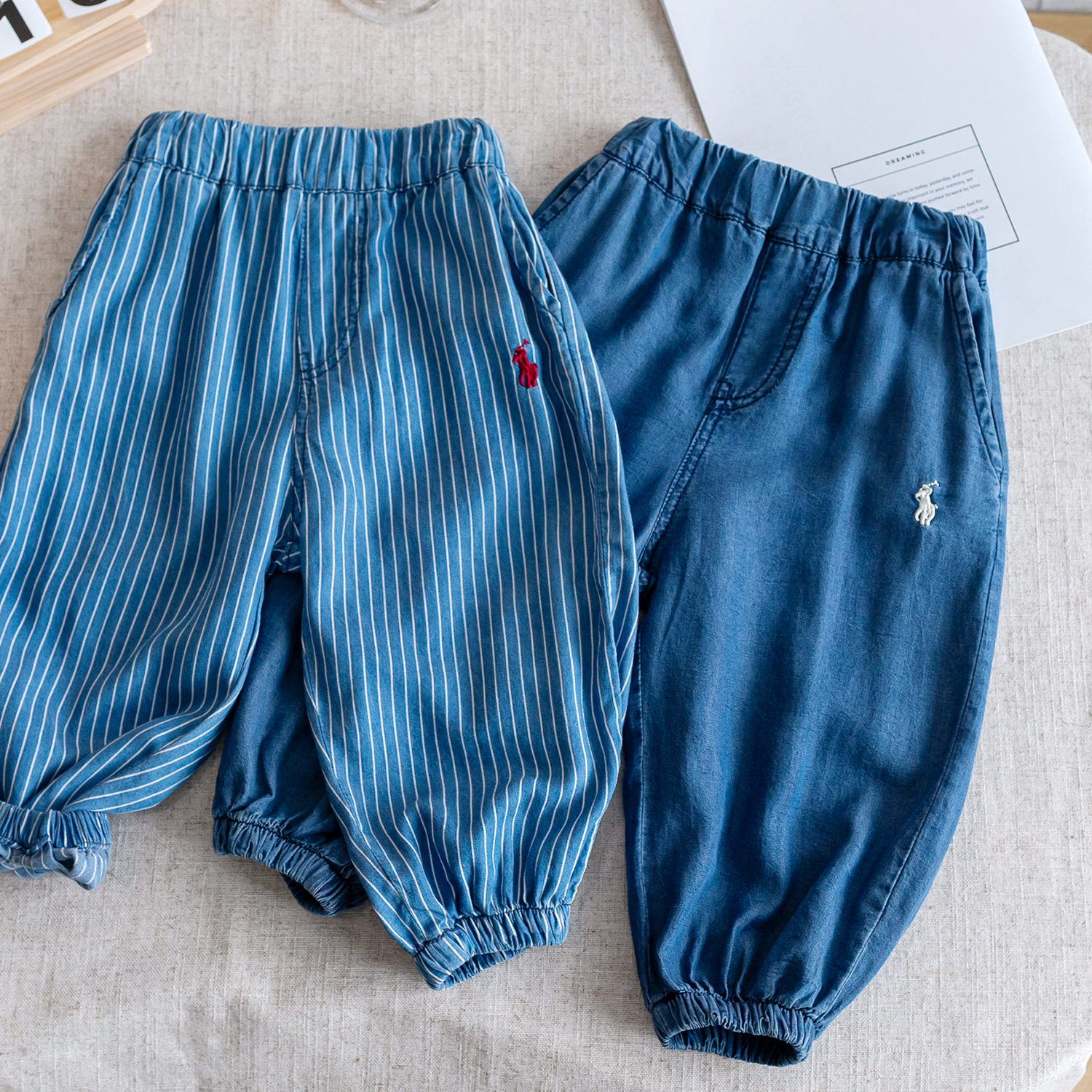 儿童条纹防蚊裤薄款夏季