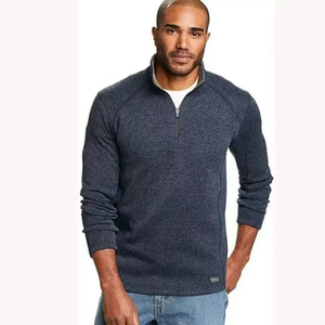 互外针织面料款大码男秋冬季加绒透气保暖半拉链立领套头运动卫衣