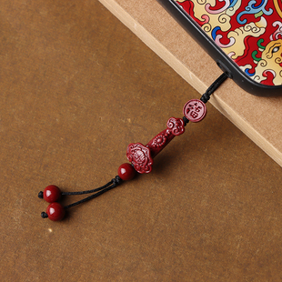 紫金砂如意男女朱砂包挂红黑绳吊坠貔貅手机链钥匙扣小手机挂件