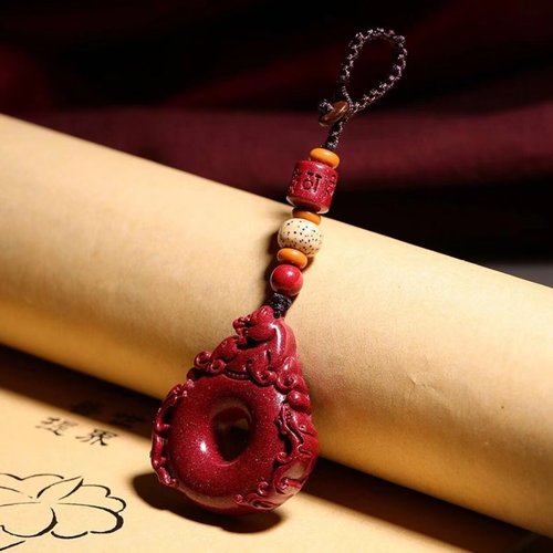 平安貔貅朱砂情侣钥匙扣招财挂件