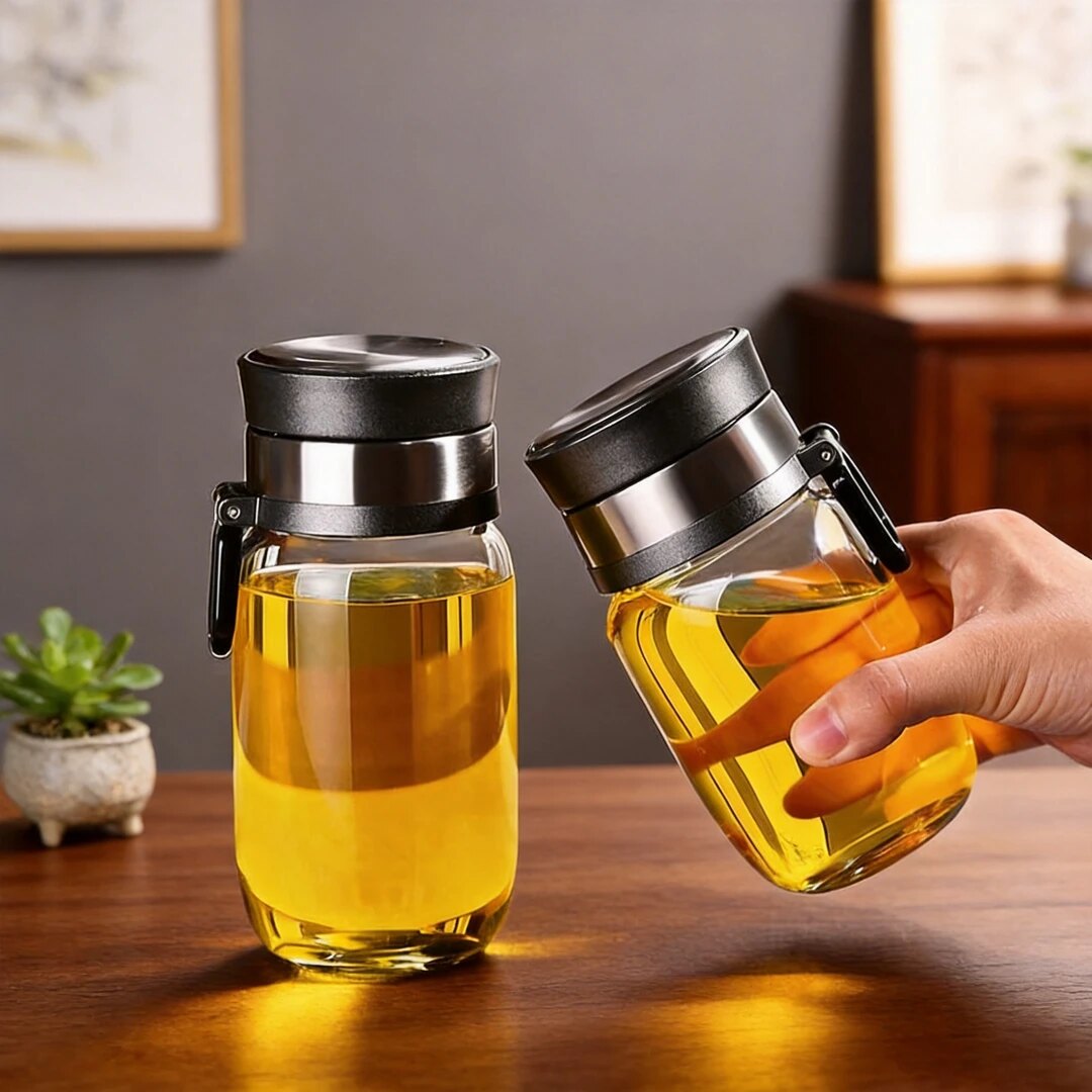 2026新款提环茶水分离杯 男女高颜值加厚高硼硅玻璃杯冷热不炸裂