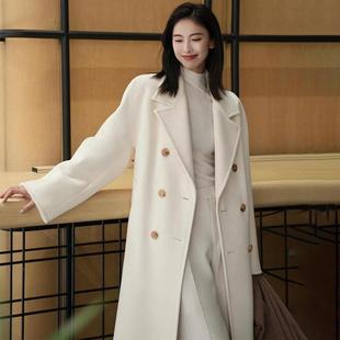 2025新款高级感白色双面羊绒大衣女高端时尚显气质中长款呢子外套