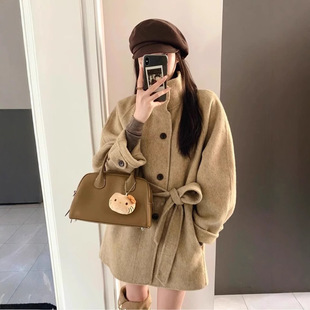 卡其色呢子大衣女秋冬2025新款毛呢外套高级感小个子短款韩系气质