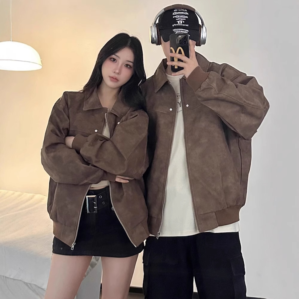 高级感情侣装秋季2025新款小众设计休闲夹克男女国潮宽松外套