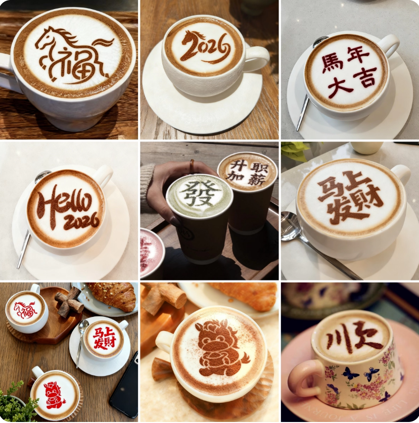 2026新款马年大吉祝福文字欢喜烘焙模具咖啡拉花神器蛋糕撒粉模具,厨房/烹饪用具,烘焙模具,淘宝优惠券,粉丝福利购,淘宝优惠卷