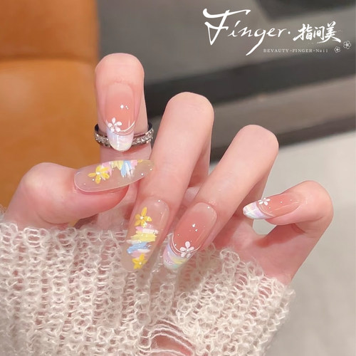 春夏新款莫奈花园油画感法式美甲