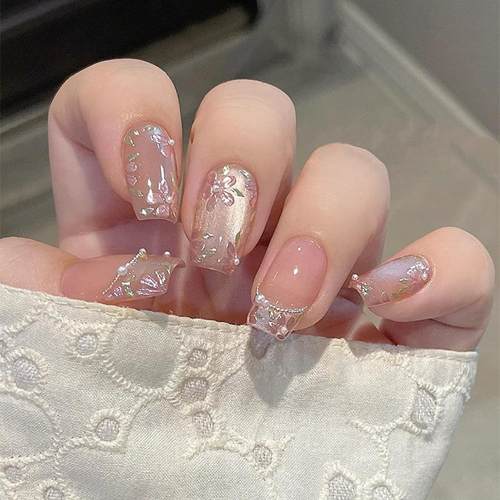 繁花似锦手工定制猫眼美甲穿戴甲