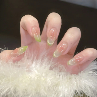 春夏新款 猫眼手工定制穿戴甲拆卸 粉嫩少女心美甲成品甜心芭乐法式