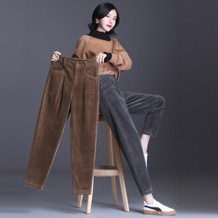 小个子大码 加绒哈伦裤 裤 萝卜裤 子 灯芯绒裤 条绒裤 子女秋冬2025新款