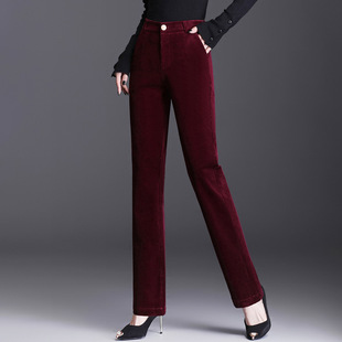灯芯绒长裤 休闲条绒裤 子2025新款 灯芯绒直筒裤 加绒 女秋冬高腰大码