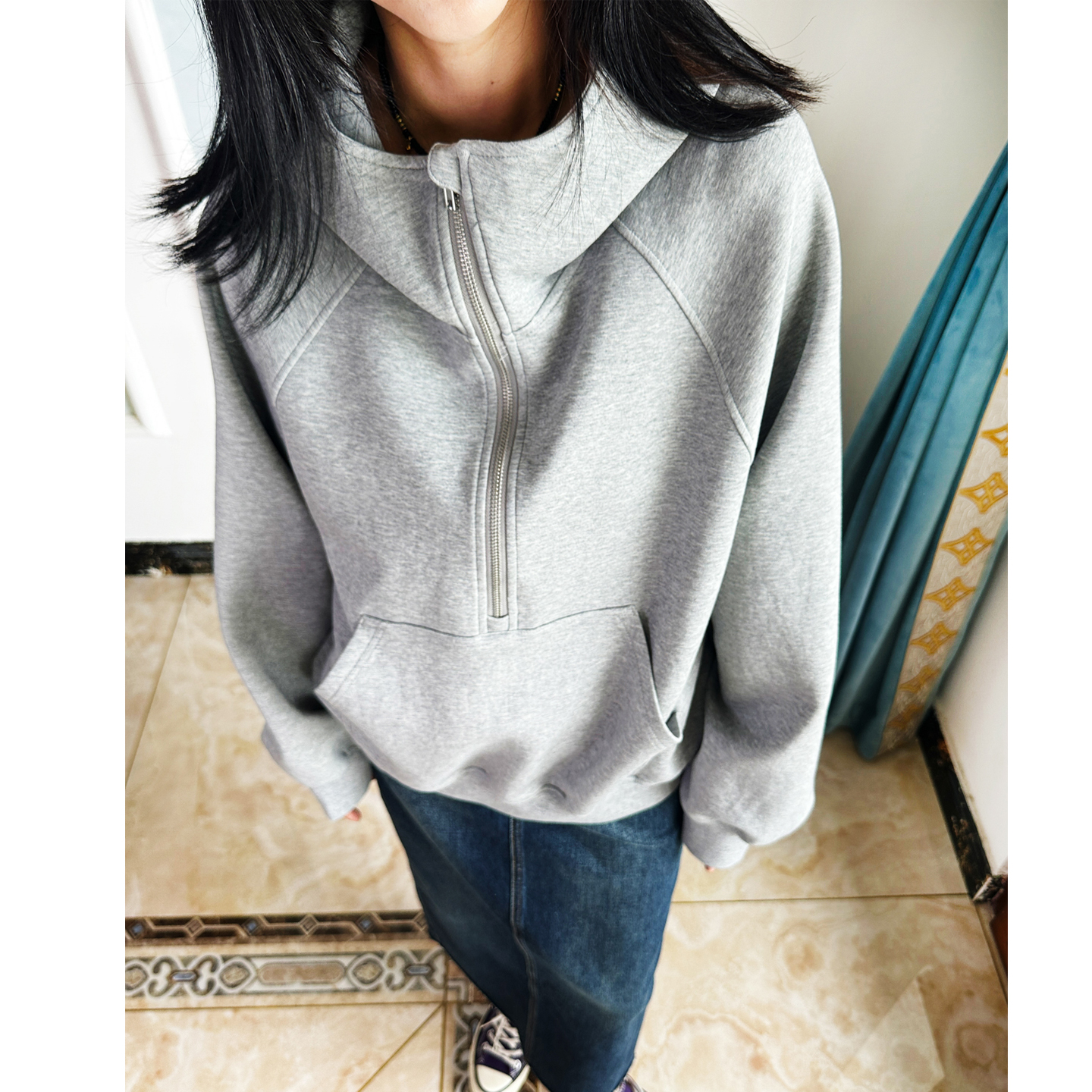 慵懒松弛男女同款连帽卫衣外套