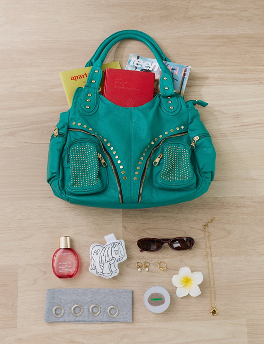 thumbnail for Feifei Homemade Green Riveted Tote Bag for Women, Casual Commuter Single Shoulder Bag, Large Capacity, Light Luxury High-End Women's Bag