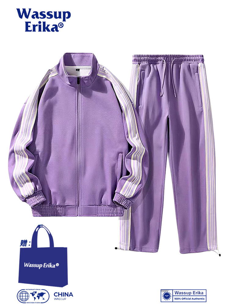 WASSUP 캐주얼 스포츠 정장 남성 느슨한 커플 다목적 봄 가을 스웨터 자켓 트렌디 브랜드 여성 운동복