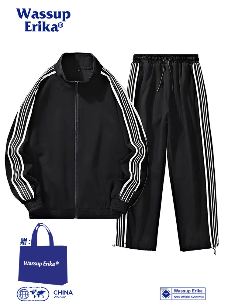 WASSUP 캐주얼 스포츠 정장 남성 느슨한 커플 다목적 봄 가을 스웨터 자켓 트렌디 브랜드 여성 운동복