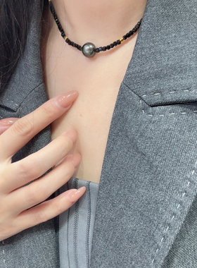 玛瑙锁骨链短项链(配盒子)(天然海水珍珠进口银)XL8466