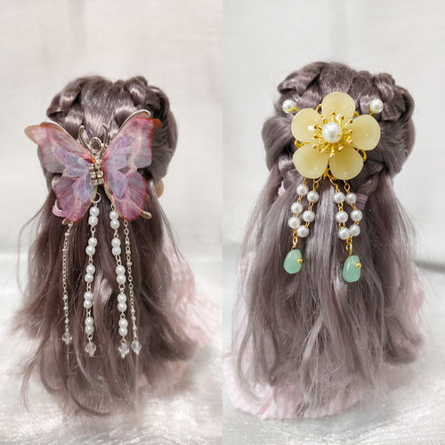 三分娃娃后压头饰六分30厘米娃用古风发钗发扣换装玩具配饰