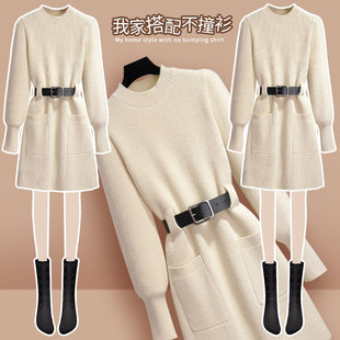 针织洋装女秋冬2025新款配大衣内搭小个子显瘦气质法式毛衣裙子