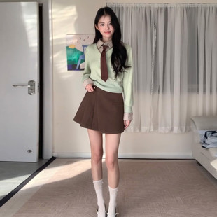 小个子学院风韩系巨好看穿搭一整套装毛衣连衣裙子女早春2026新款