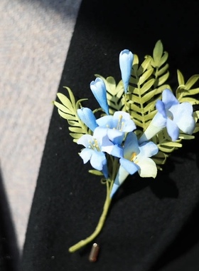 拾花纪原创烫花胸针 蓝花楹胸针 非遗绢花 汉服配饰 手工胸针