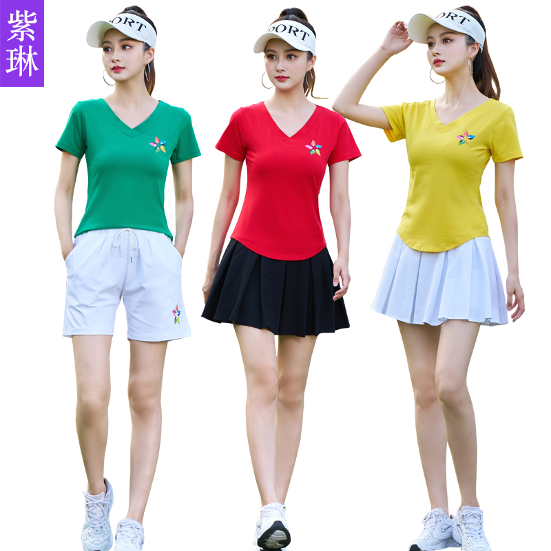 广场舞服装套装夏季新款休闲跳舞衣服两件套大妈舞蹈运动健身服女