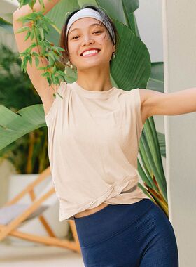 扭结背心无袖上衣瑜伽服螺纹罩衫女健身服运动吸汗跑步同源厂lusy