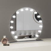梳妆台镜子化妆镜台式 led带灯泡桌面大号梳妆镜家用卧室智能网红