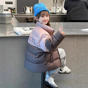 男女童短款棉服2026冬季新款中大童撞色拼接面包服儿童装棉衣外套