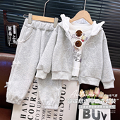 卫裤 韩韩良品中大童棉质套装 蝴蝶结连帽卫衣 新款 两件套 2025秋季