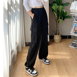 吴大潼家春秋美式 垂感休闲西装 束脚工装 女宽松阔腿裤 裤 清仓