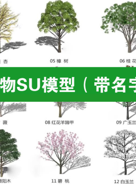 su高质量3d植物模型带名称花草树乔木灌木合集素材库