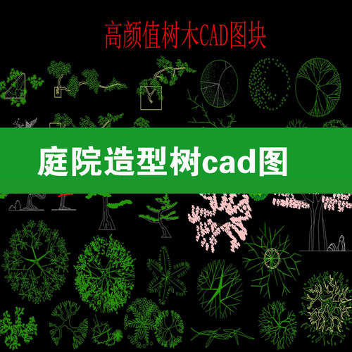 中式庭院造型树景观树cad施工图详图盆景树