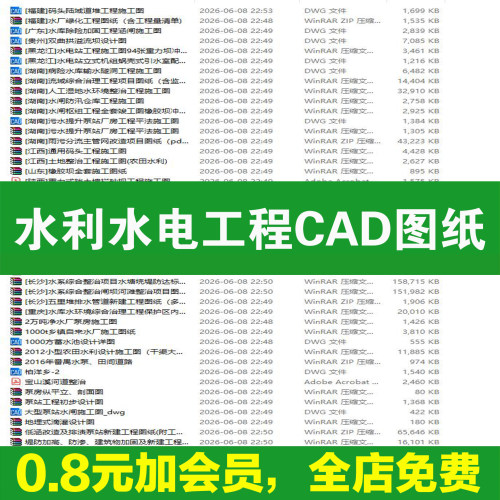 水利水电工程码头水库堤防河道河床项目CAD施工图设计图纸资料