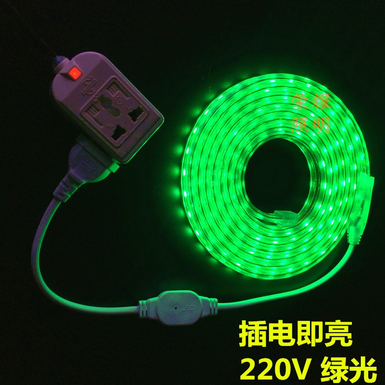 220v防水5050超高亮工程LED灯带家用客厅暖白红黄绿蓝光led软灯条