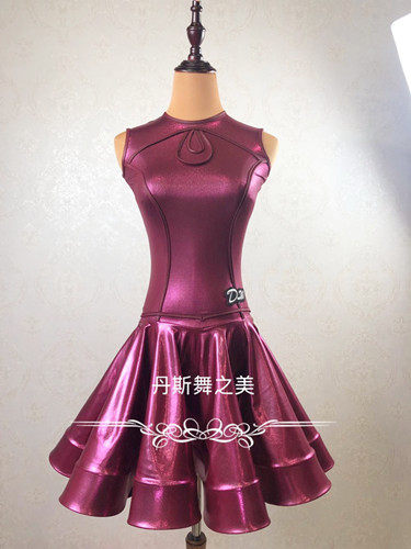 丹斯舞高端金属指纹点英国色超级靓少儿童拉丁舞标准比赛服CBDF