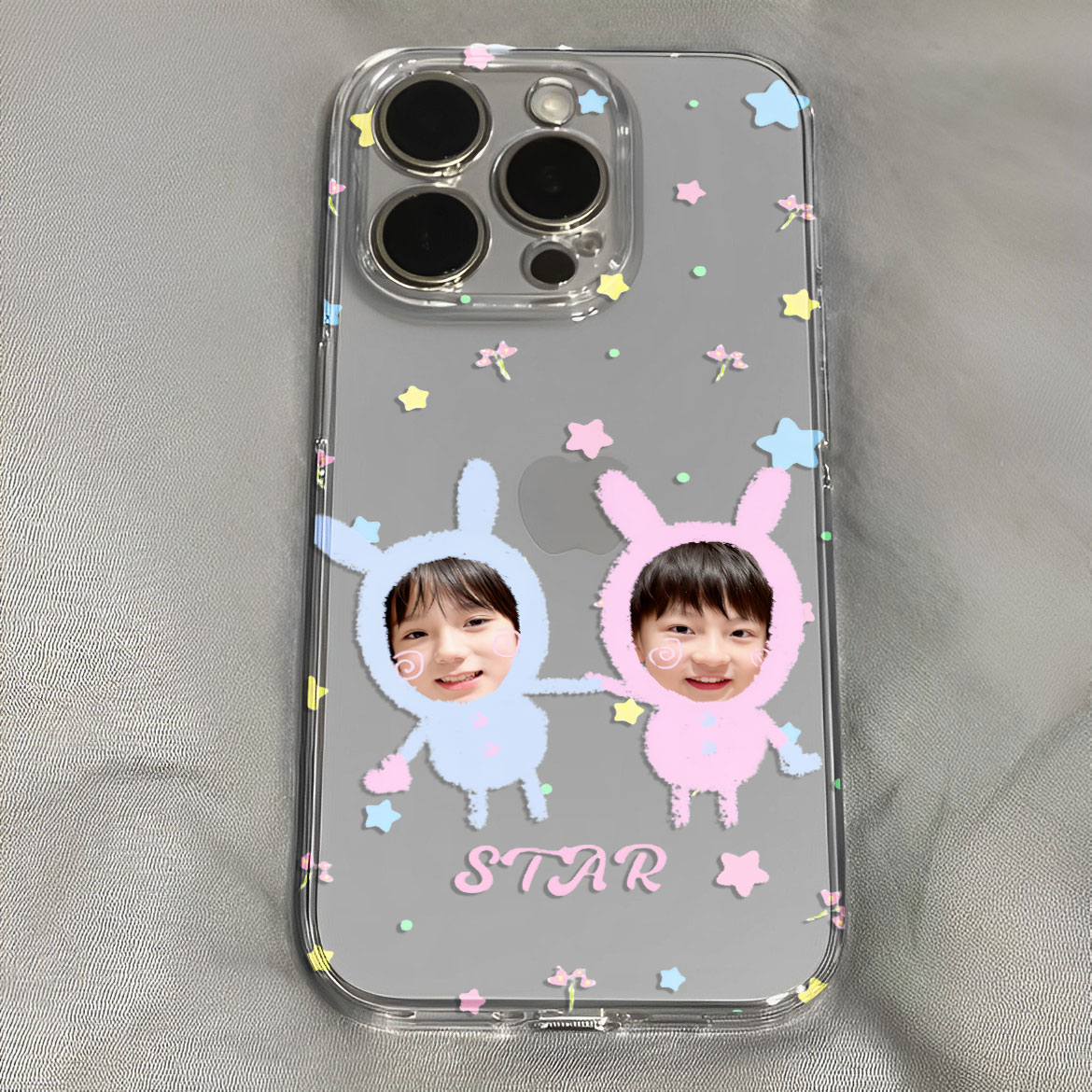豚馒可爱蓝粉色小兔子宝宝橹穆手机壳适用于iPhone苹果17小米17opporeno15华为vivo红米荣耀