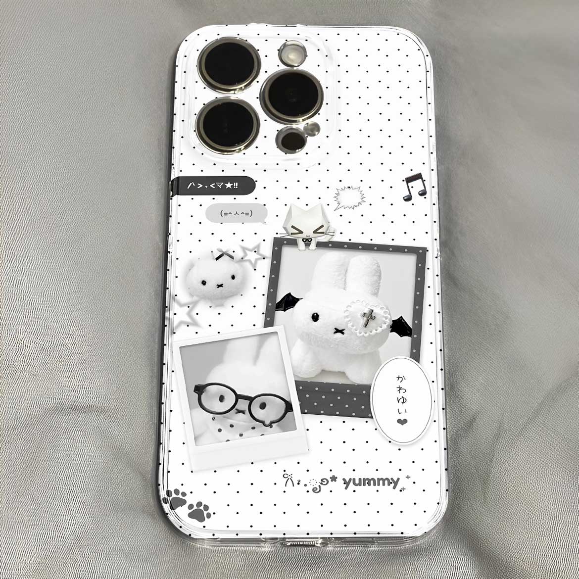 米菲兔韩系黑白波点手机壳适用于iPhone苹果17小米17opporeno15华为vivo红米荣耀