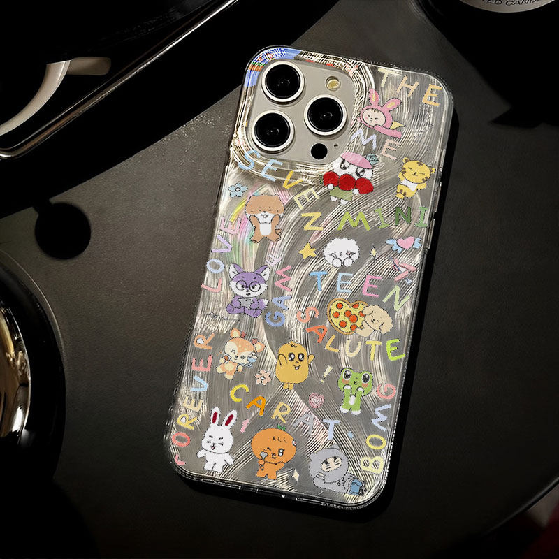 韩版高颜值涂鸦新款SEVENTEEN羽纱渐变手机壳适用红米K70华为荣耀80/90真我iqoo小米OPPOreno13苹果12/15vivo