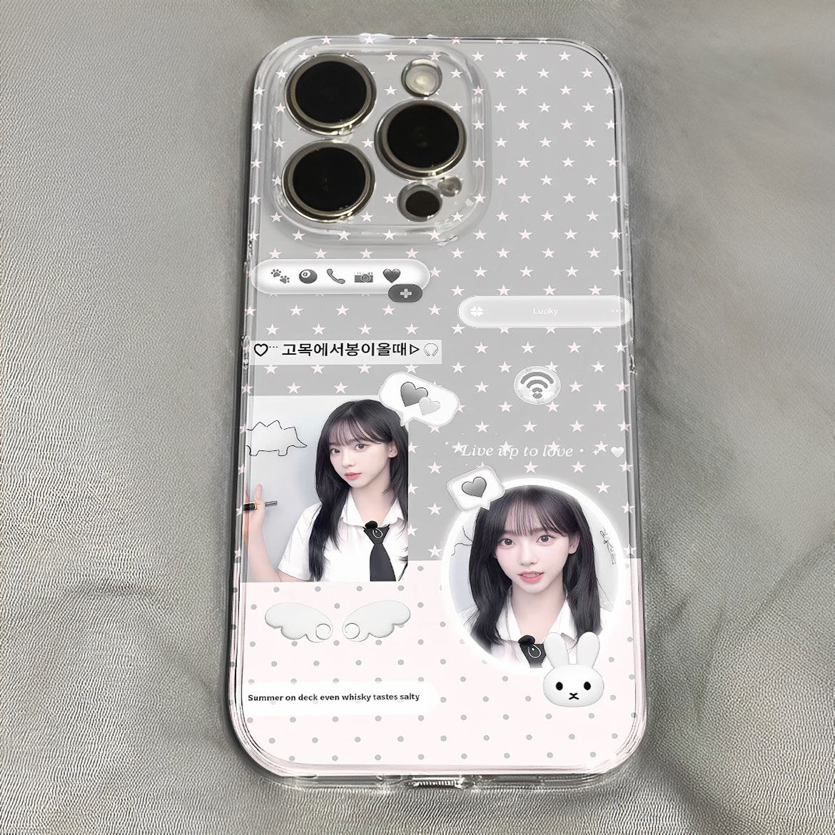 柳智敏灰分波点韩系小众甜美手机壳适用于iPhone苹果17小米17opporeno15华为vivo红米荣耀