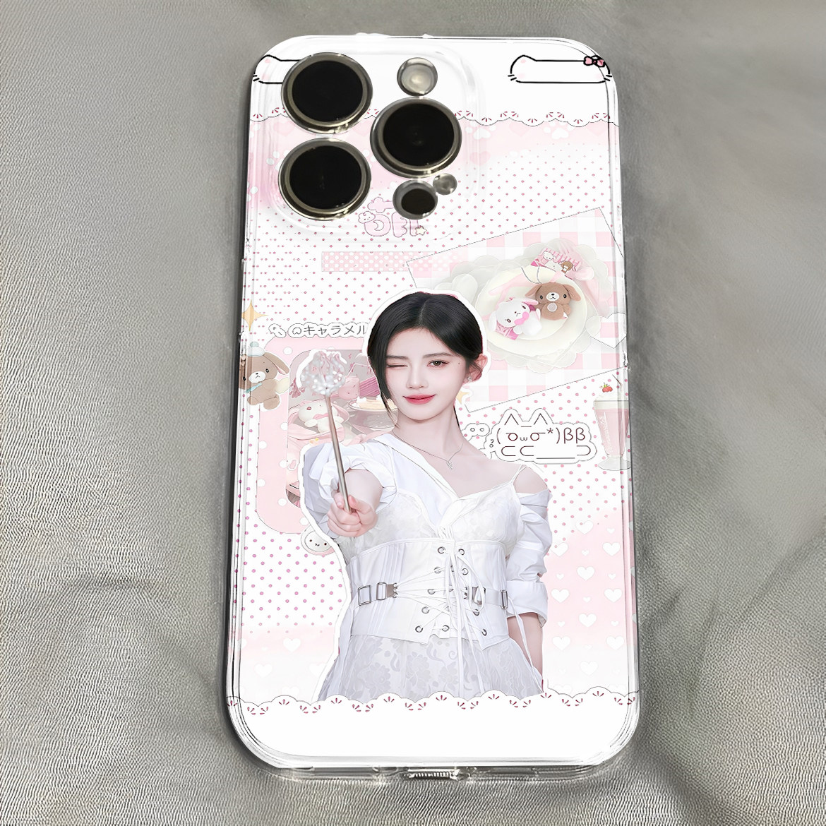 粉嫩鞠婧祎甜美趣味手机壳适用于iPhone苹果17小米17opporeno15华为vivo红米荣耀