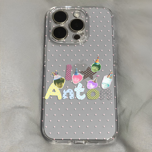 我爱李灿荣字母拼贴波点手机壳适用于iPhone苹果17小米17opporeno15华为vivo红米荣耀