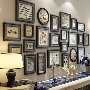 创意复古相框装 饰挂墙组合 实木照片墙客厅沙发背景墙欧式 奢华美式