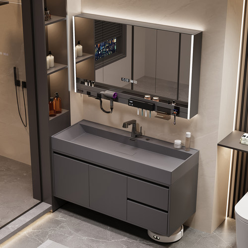 现代轻奢浴室柜组合带镜柜