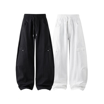 抽绳纯色工装休闲裤秋季宽松弯裤