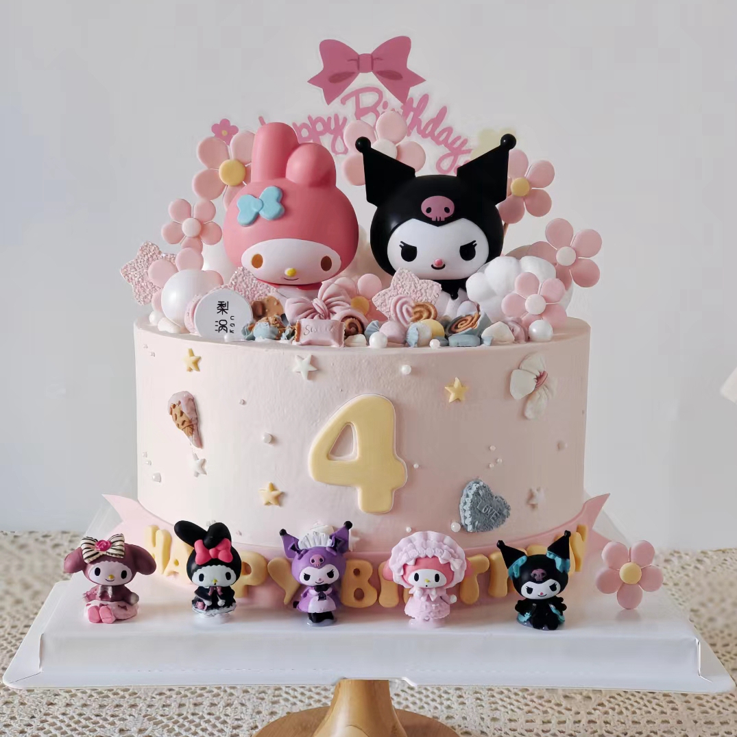 儿童生日蛋糕装饰摆件库洛米美乐蒂玉桂狗女孩生日甜品台装扮插件