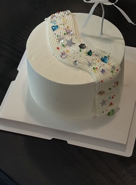 梦幻珍珠水钻水晶宝石生日蛋糕装饰摆件白色重工法式蛋糕烘焙配件